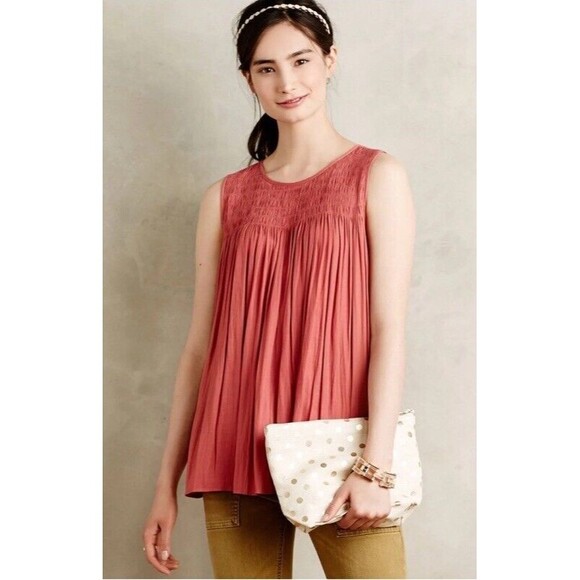 Anthropology Dolan Left Coast Collection Sleeveless Top Coral Orange Size S - Picture 1 of 11
